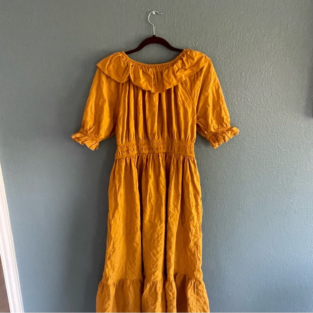 Yellow Universal Thread Midi Dress Large 12 14 Golden Fall Autumn EUC Pockets 🍂 - Picture 5 of 7